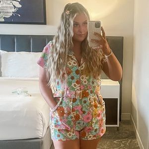 Show Me Your MuMu Outlaw Romper Market Flower Denim